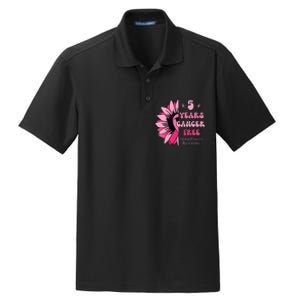 5 Year Cancer Free Breast Cancer Awareness Sunflower Women Dry Zone Grid Polo