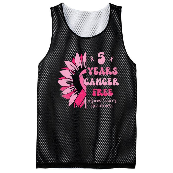 5 Year Cancer Free Breast Cancer Awareness Sunflower Women Mesh Reversible Basketball Jersey Tank