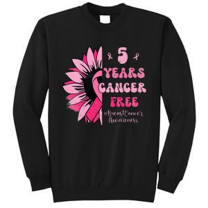 5 Year Cancer Free Breast Cancer Awareness Sunflower Women Tall Sweatshirt