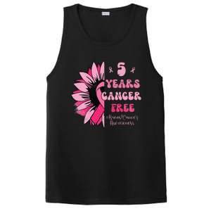 5 Year Cancer Free Breast Cancer Awareness Sunflower Women PosiCharge Competitor Tank