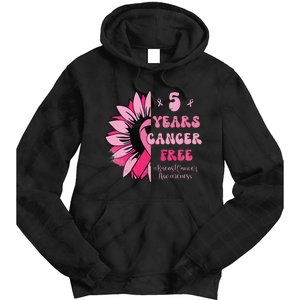 5 Year Cancer Free Breast Cancer Awareness Sunflower Women Tie Dye Hoodie