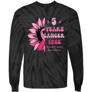 5 Year Cancer Free Breast Cancer Awareness Sunflower Women Tie-Dye Long Sleeve Shirt