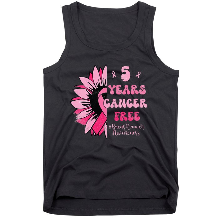 5 Year Cancer Free Breast Cancer Awareness Sunflower Women Tank Top