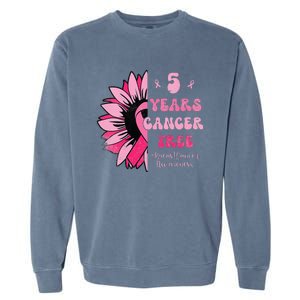 5 Year Cancer Free Breast Cancer Awareness Sunflower Women Garment-Dyed Sweatshirt