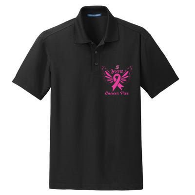 5 Year Cancer Free Breast Cancer Awareness Butterfly Women Dry Zone Grid Polo