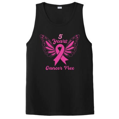 5 Year Cancer Free Breast Cancer Awareness Butterfly Women PosiCharge Competitor Tank