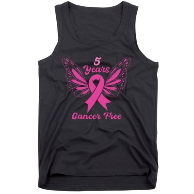 5 Year Cancer Free Breast Cancer Awareness Butterfly Women Tank Top