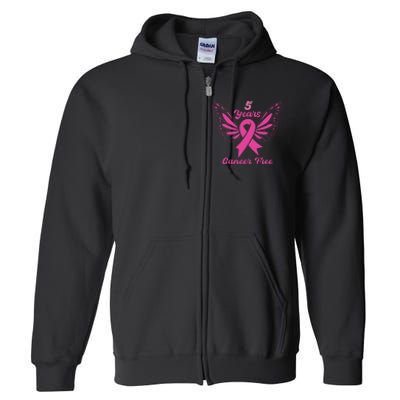 5 Year Cancer Free Breast Cancer Awareness Butterfly Women Full Zip Hoodie