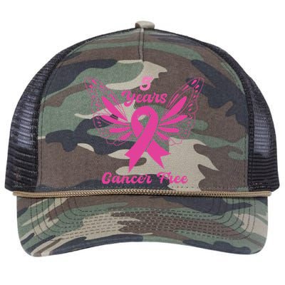 5 Year Cancer Free Breast Cancer Awareness Butterfly Women Retro Rope Trucker Hat Cap