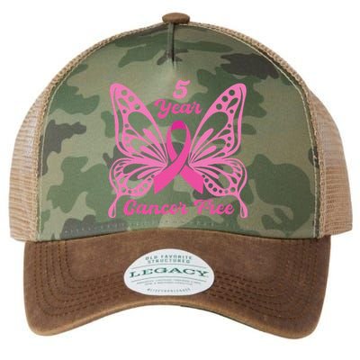 5 Year Cancer Free Breast Cancer Awareness Butterfly Women Legacy Tie Dye Trucker Hat