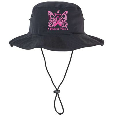 5 Year Cancer Free Breast Cancer Awareness Butterfly Women Legacy Cool Fit Booney Bucket Hat