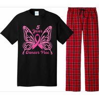 5 Year Cancer Free Breast Cancer Awareness Butterfly Women Pajama Set