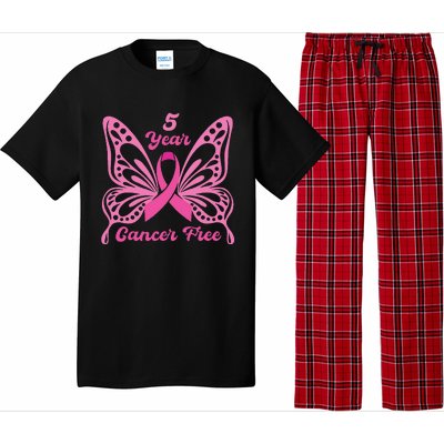 5 Year Cancer Free Breast Cancer Awareness Butterfly Women Pajama Set