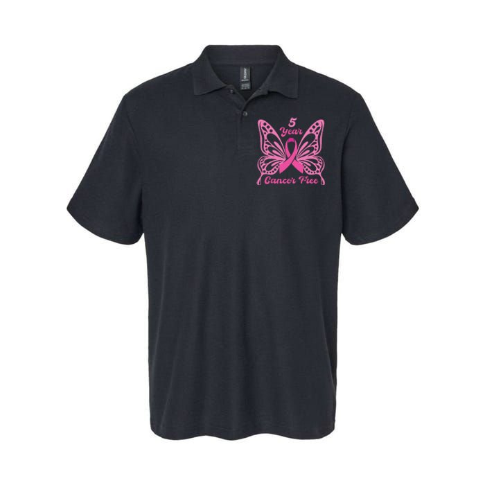 5 Year Cancer Free Breast Cancer Awareness Butterfly Women Softstyle Adult Sport Polo