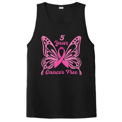 5 Year Cancer Free Breast Cancer Awareness Butterfly Women PosiCharge Competitor Tank