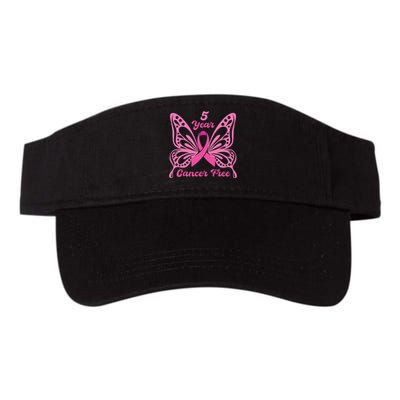 5 Year Cancer Free Breast Cancer Awareness Butterfly Women Valucap Bio-Washed Visor