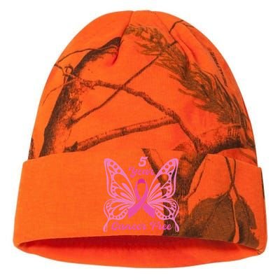 5 Year Cancer Free Breast Cancer Awareness Butterfly Women Kati Licensed 12" Camo Beanie