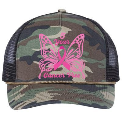 5 Year Cancer Free Breast Cancer Awareness Butterfly Women Retro Rope Trucker Hat Cap