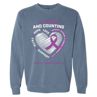 5 Years Cancer Free Funny Gift Hodgkin's Lymphoma Survivor Cool Gift Garment-Dyed Sweatshirt