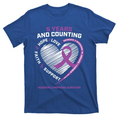 5 Years Cancer Free Funny Gift Hodgkin's Lymphoma Survivor Cool Gift T-Shirt