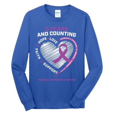 5 Years Cancer Free Funny Gift Hodgkin's Lymphoma Survivor Cool Gift Tall Long Sleeve T-Shirt