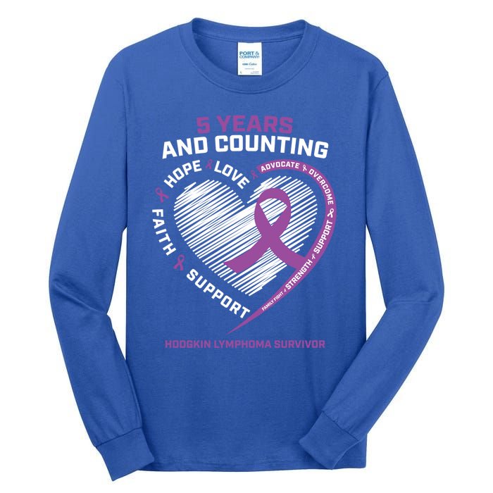 5 Years Cancer Free Funny Gift Hodgkin's Lymphoma Survivor Cool Gift Tall Long Sleeve T-Shirt