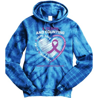 5 Years Cancer Free Funny Gift Hodgkin's Lymphoma Survivor Cool Gift Tie Dye Hoodie