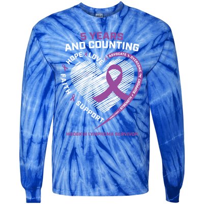 5 Years Cancer Free Funny Gift Hodgkin's Lymphoma Survivor Cool Gift Tie-Dye Long Sleeve Shirt