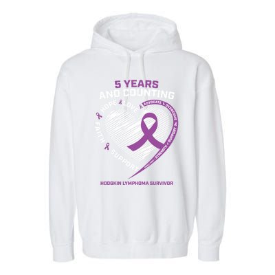 5 Years Cancer Free Funny Gift Hodgkin's Lymphoma Survivor Cool Gift Garment-Dyed Fleece Hoodie