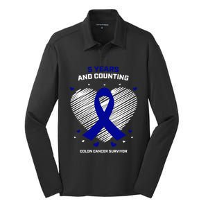 5 Years Cancer Free Funny Gift Colon Cancer Survivor Gift Silk Touch Performance Long Sleeve Polo