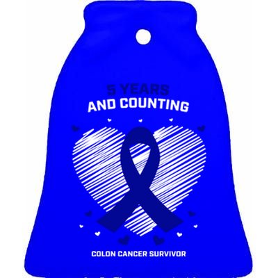 5 Years Cancer Free Funny Gift Colon Cancer Survivor Gift Ceramic Bell Ornament