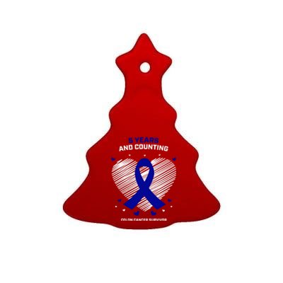 5 Years Cancer Free Funny Gift Colon Cancer Survivor Gift Ceramic Tree Ornament