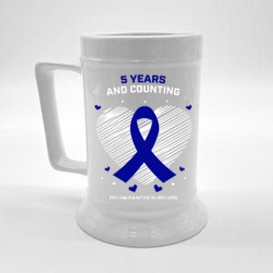 5 Years Cancer Free Funny Gift Colon Cancer Survivor Gift Beer Stein