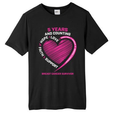 5 Years Cancer Free Funny Gift Pink Breast Cancer Survivor Funny Gift Tall Fusion ChromaSoft Performance T-Shirt