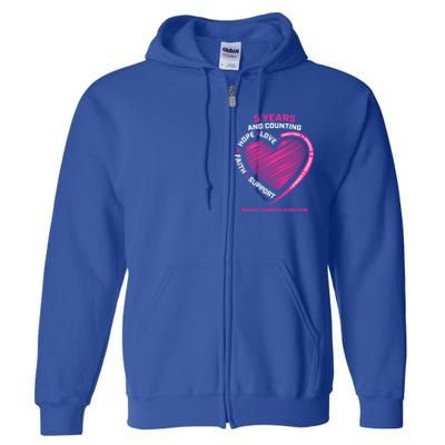 5 Years Cancer Free Funny Gift Pink Breast Cancer Survivor Funny Gift Full Zip Hoodie