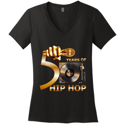 50 Years Hip Hop 50th Anniversary Hip Hop Celebration Women's V-Neck T-Shirt