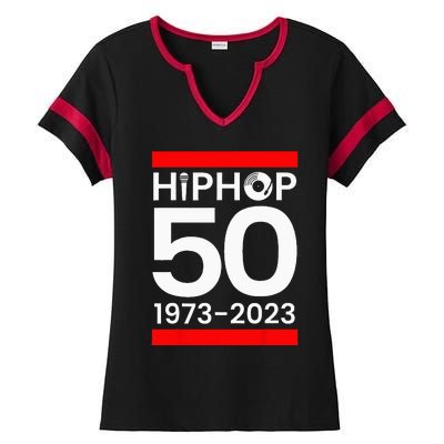 50 Years Hip Hop Retro 50th Anniversary Celebration Ladies Halftime Notch Neck Tee