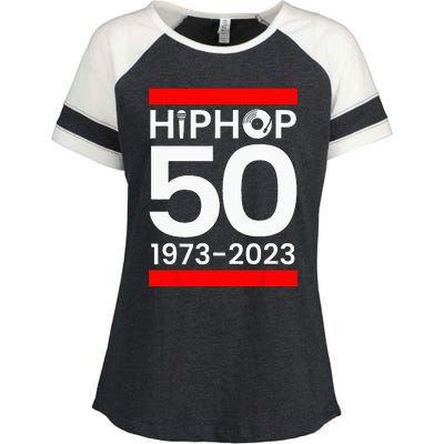 50 Years Hip Hop Retro 50th Anniversary Celebration Enza Ladies Jersey Colorblock Tee