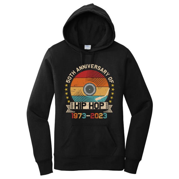 50 Years Hip Hop Vinyl Retro 50th Anniversary Celebration Women's Pullover Hoodie