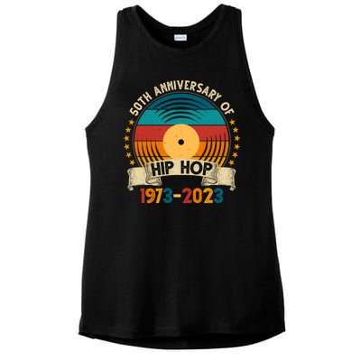 50 Years Hip Hop Vinyl 50th Anniversary Celebration Ladies PosiCharge Tri-Blend Wicking Tank