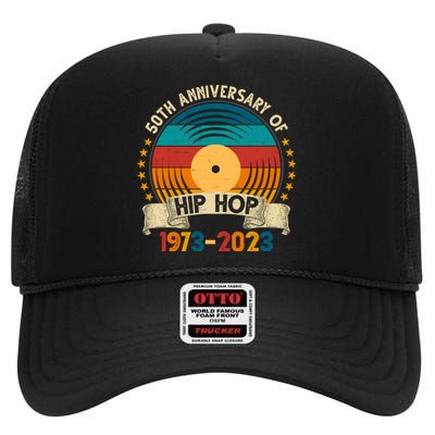 50 Years Hip Hop Vinyl 50th Anniversary Celebration High Crown Mesh Back Trucker Hat