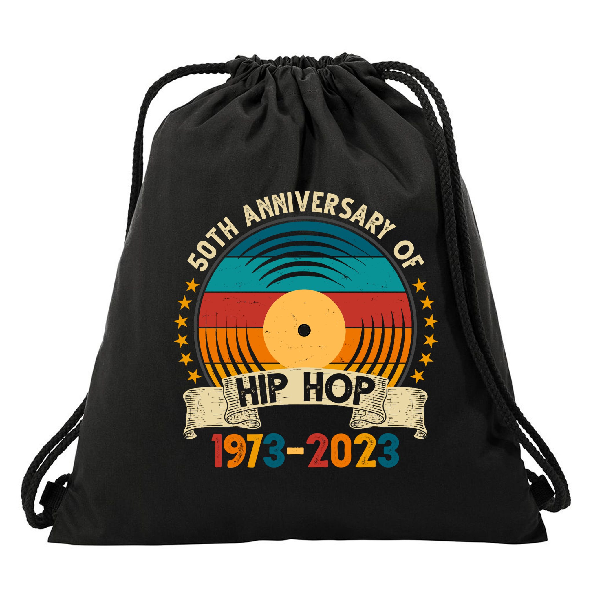 50 Years Hip Hop Vinyl 50th Anniversary Celebration Drawstring Bag