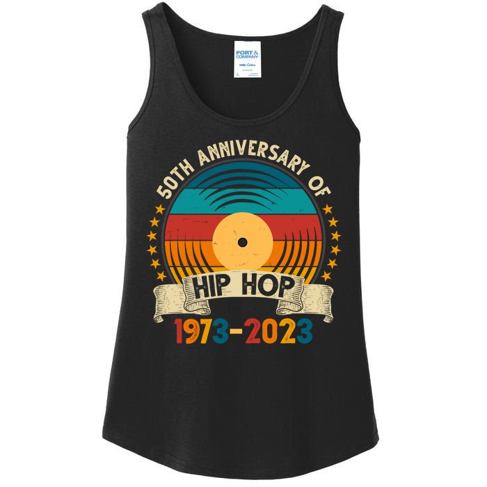 50 Years Hip Hop Vinyl 50th Anniversary Celebration Ladies Essential Tank