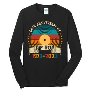 50 Years Hip Hop Vinyl 50th Anniversary Celebration Tall Long Sleeve T-Shirt