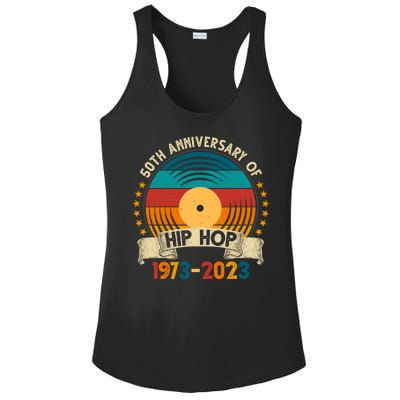 50 Years Hip Hop Vinyl 50th Anniversary Celebration Ladies PosiCharge Competitor Racerback Tank