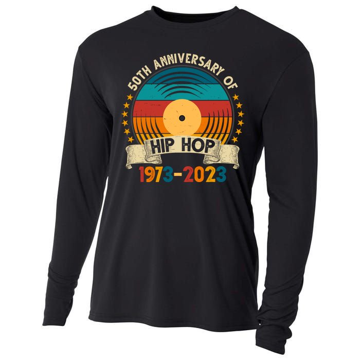 50 Years Hip Hop Vinyl 50th Anniversary Celebration Cooling Performance Long Sleeve Crew