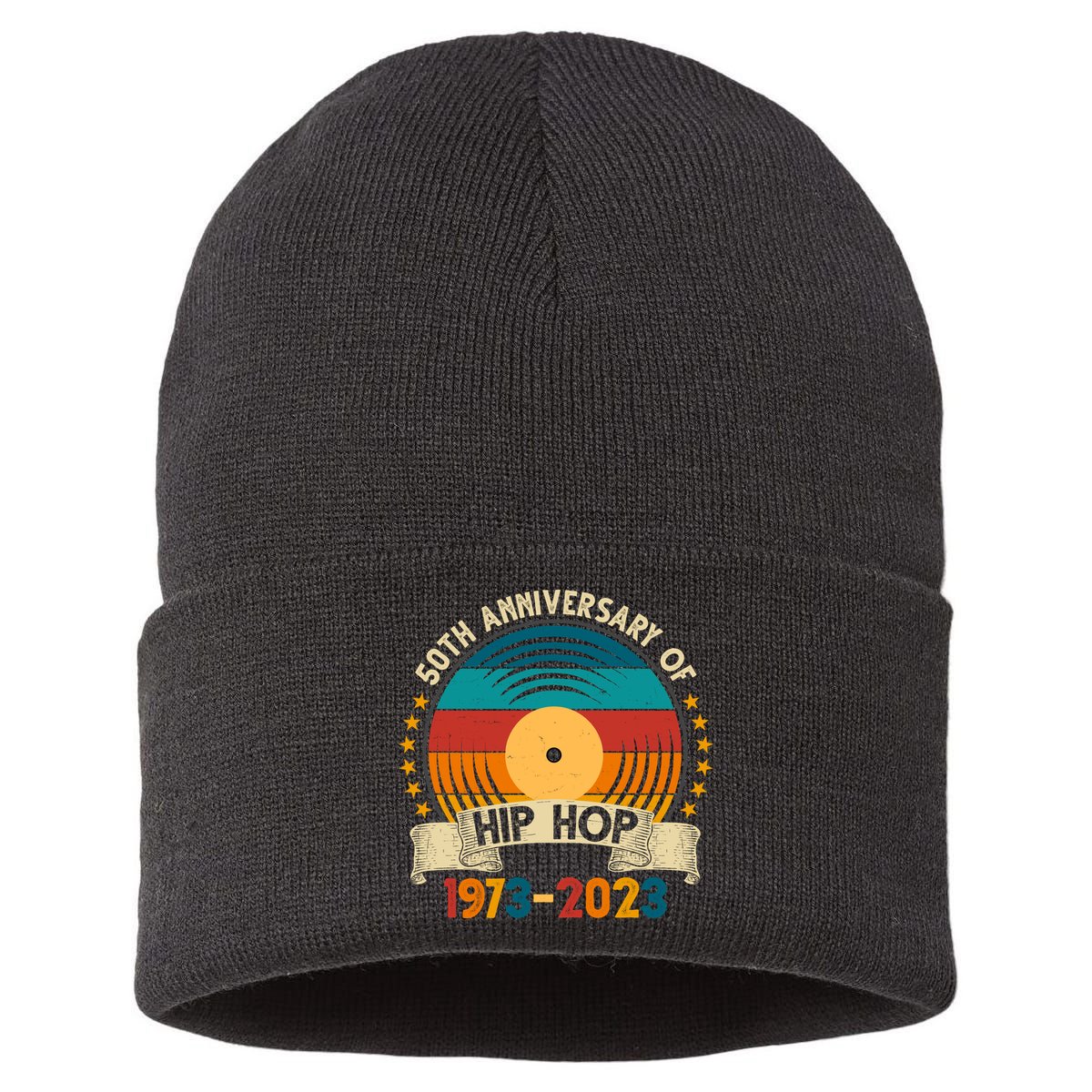 50 Years Hip Hop Vinyl 50th Anniversary Celebration Sustainable Knit Beanie