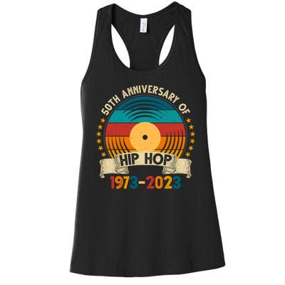 50 Years Hip Hop Vinyl 50th Anniversary Celebration Women's Racerback Tank