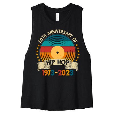 50 Years Hip Hop Vinyl 50th Anniversary Celebration Women's Racerback Cropped Tank