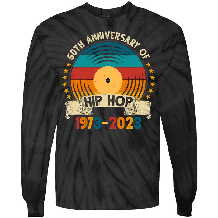 50 Years Hip Hop Vinyl 50th Anniversary Celebration Tie-Dye Long Sleeve Shirt